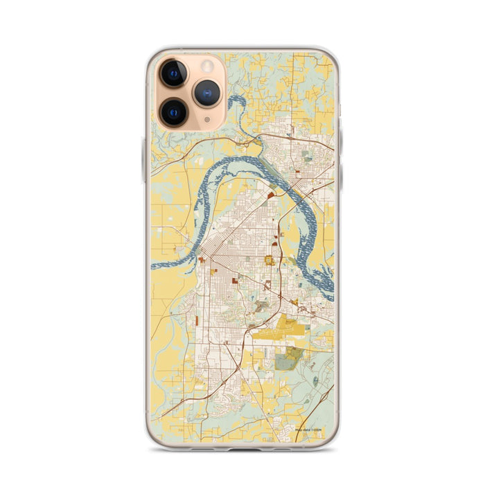 Custom iPhone 11 Pro Max Fort Smith Arkansas Map Phone Case in Woodblock