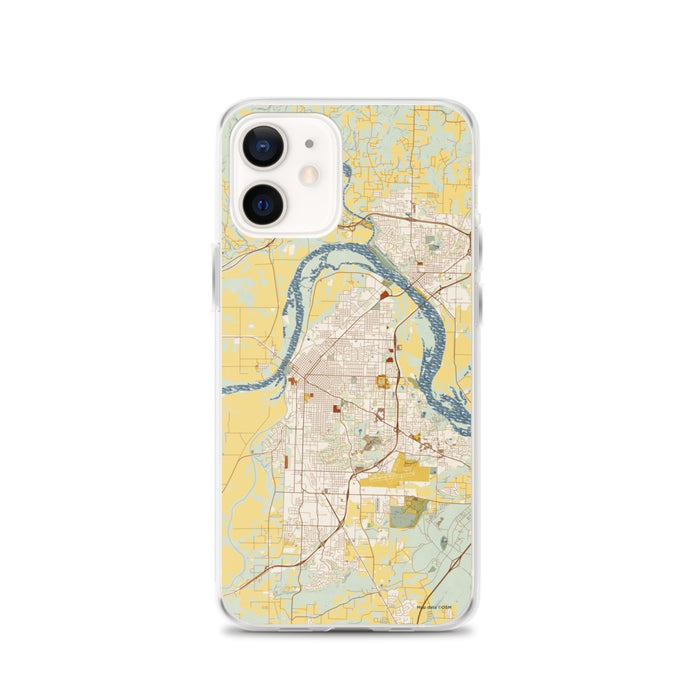 Custom iPhone 12 Fort Smith Arkansas Map Phone Case in Woodblock