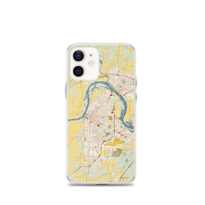 Custom iPhone 12 mini Fort Smith Arkansas Map Phone Case in Woodblock