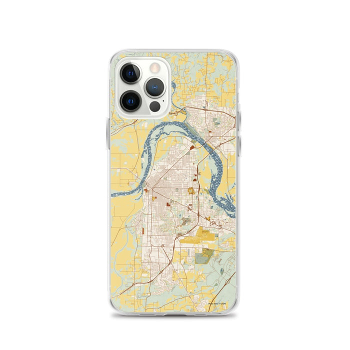 Custom iPhone 12 Pro Fort Smith Arkansas Map Phone Case in Woodblock
