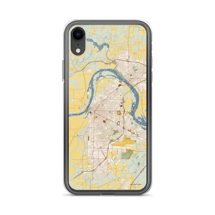 Custom iPhone XR Fort Smith Arkansas Map Phone Case in Woodblock