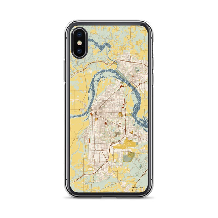 Custom iPhone X/XS Fort Smith Arkansas Map Phone Case in Woodblock