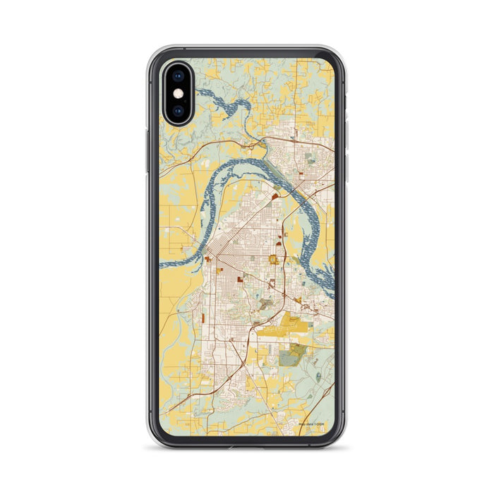 Custom iPhone XS Max Fort Smith Arkansas Map Phone Case in Woodblock