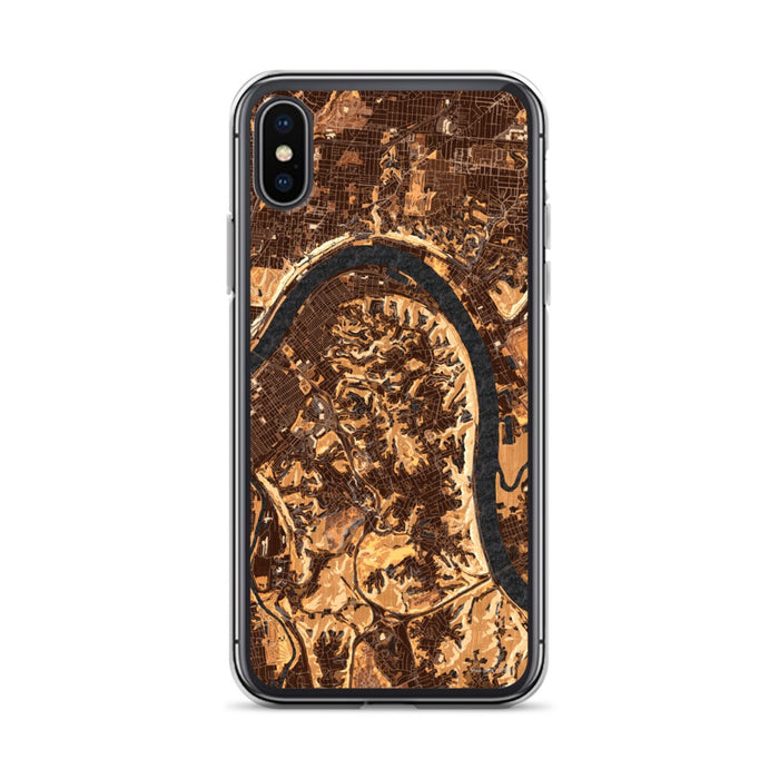 Custom iPhone X/XS Fort Thomas Kentucky Map Phone Case in Ember