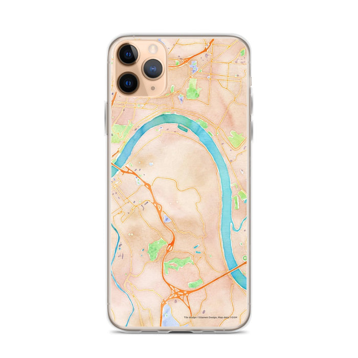 Custom iPhone 11 Pro Max Fort Thomas Kentucky Map Phone Case in Watercolor