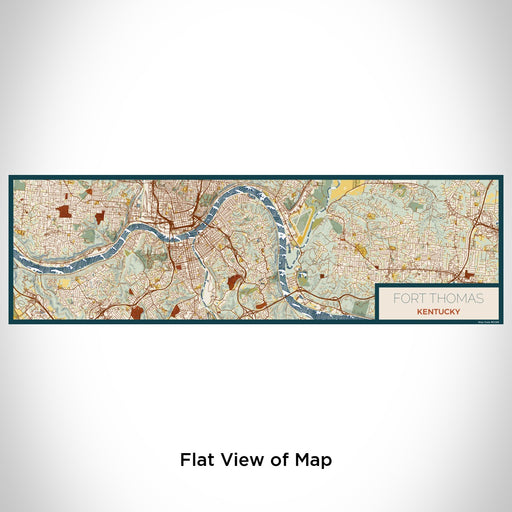 Flat View of Map Custom Fort Thomas Kentucky Map Enamel Mug in Woodblock
