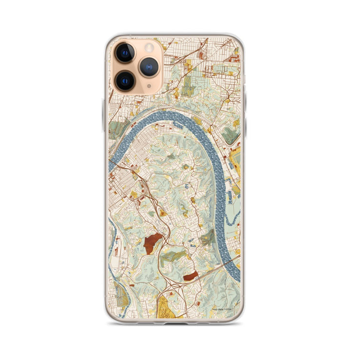 Custom iPhone 11 Pro Max Fort Thomas Kentucky Map Phone Case in Woodblock