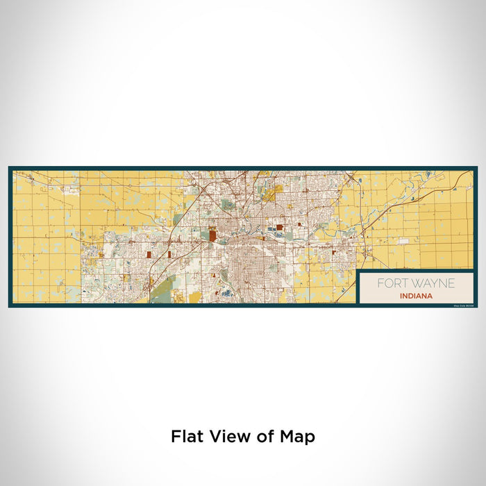 Flat View of Map Custom Fort Wayne Indiana Map Enamel Mug in Woodblock