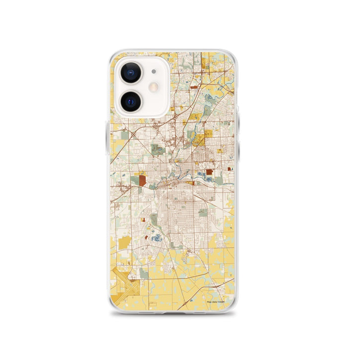Custom Fort Wayne Indiana Map iPhone 12 Phone Case in Woodblock