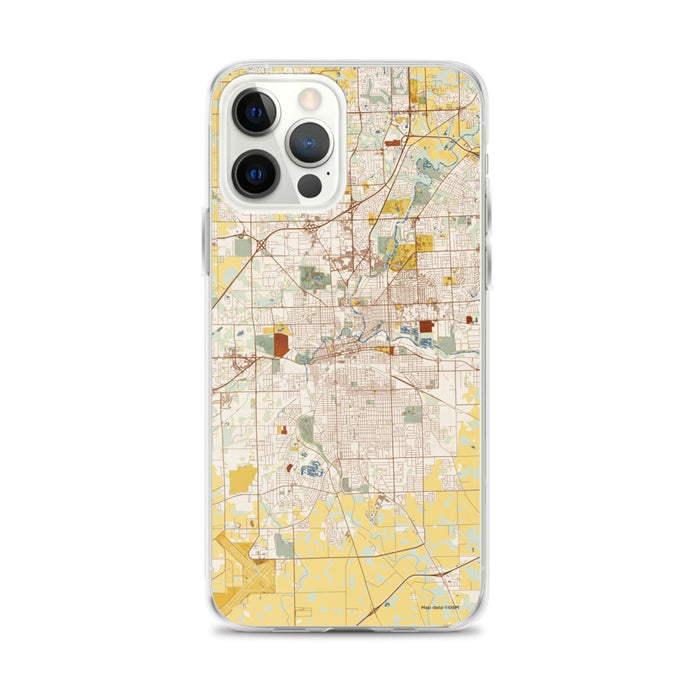 Custom Fort Wayne Indiana Map iPhone 12 Pro Max Phone Case in Woodblock