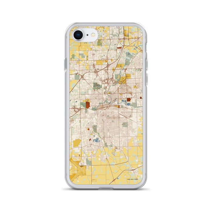 Custom Fort Wayne Indiana Map iPhone SE Phone Case in Woodblock