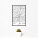 12x18 Fort Worth Texas Map Print Portrait Orientation in Classic Style With Small Cactus Plant in White Planter
