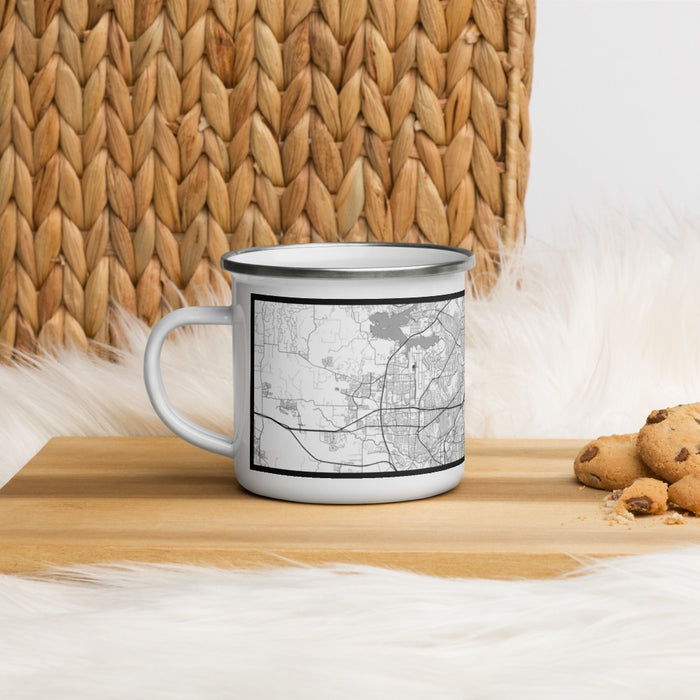 Left View Custom Fort Worth Texas Map Enamel Mug in Classic on Table Top