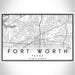 Fort Worth Texas Map Print Landscape Orientation in Classic Style With Shaded Background