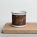 Front View Custom Fort Worth Texas Map Enamel Mug in Ember on Cutting Board