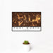 12x18 Fort Worth Texas Map Print Landscape Orientation in Ember Style With Small Cactus Plant in White Planter
