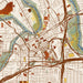 Fort Worth Texas Map Print in Woodblock Style Zoomed In Close Up Showing Details