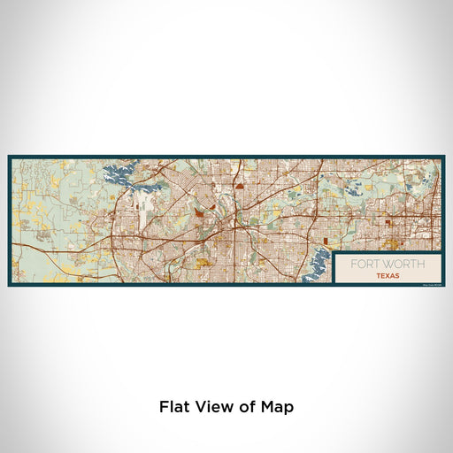 Flat View of Map Custom Fort Worth Texas Map Enamel Mug in Woodblock