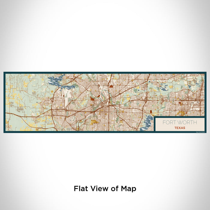 Flat View of Map Custom Fort Worth Texas Map Enamel Mug in Woodblock