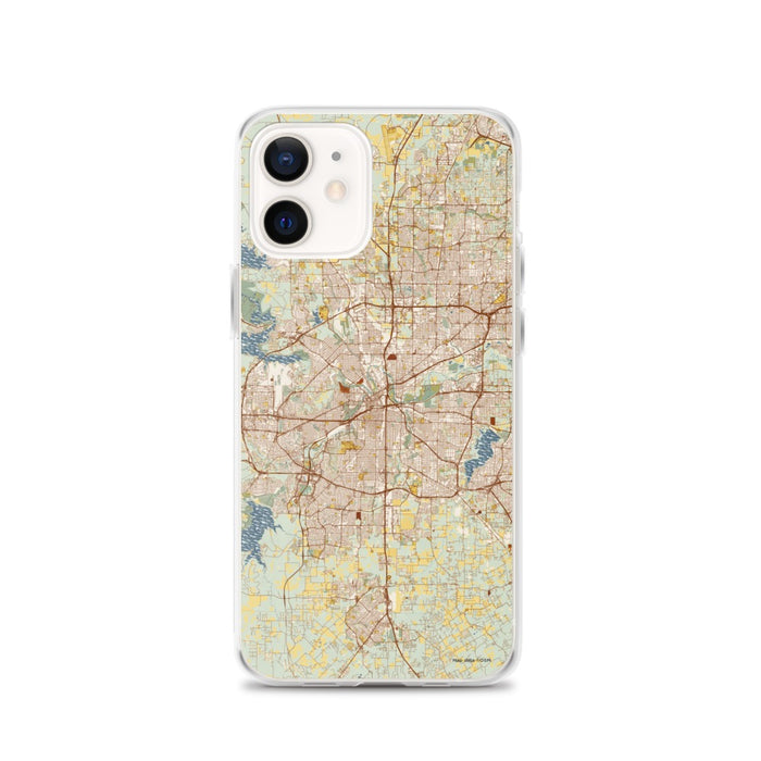 Custom Fort Worth Texas Map iPhone 12 Phone Case in Woodblock