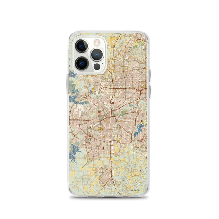 Custom Fort Worth Texas Map iPhone 12 Pro Phone Case in Woodblock