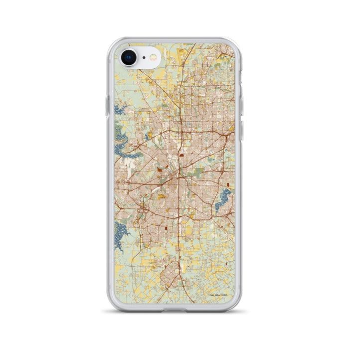 Custom Fort Worth Texas Map iPhone SE Phone Case in Woodblock