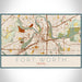 Fort Worth Texas Map Print Landscape Orientation in Woodblock Style With Shaded Background