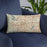 Custom Fort Worth Texas Map Throw Pillow in Woodblock on Blue Colored Chair