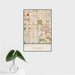 16x24 Fountain Valley California Map Print Portrait Orientation in Woodblock Style With Tropical Plant Leaves in Water
