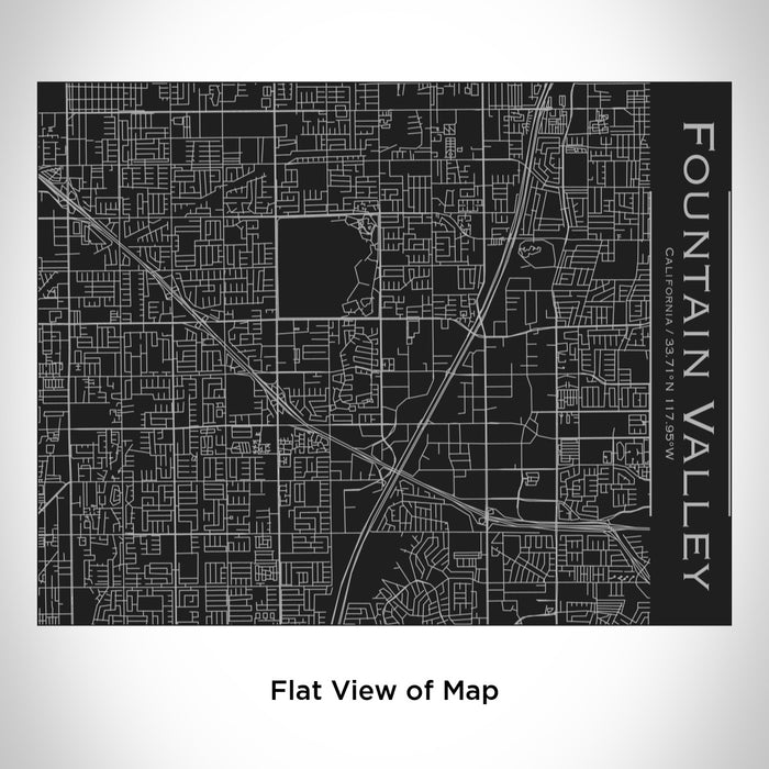 Rendered View of Fountain Valley California Map Engraving on 20oz Stainless Steel Insulated Bottle with Bamboo Top in Black