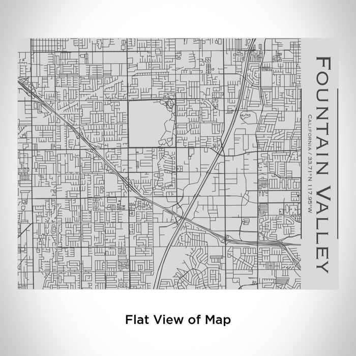 Rendered View of Fountain Valley California Map Engraving on 20oz Stainless Steel Insulated Bottle with Bamboo Top