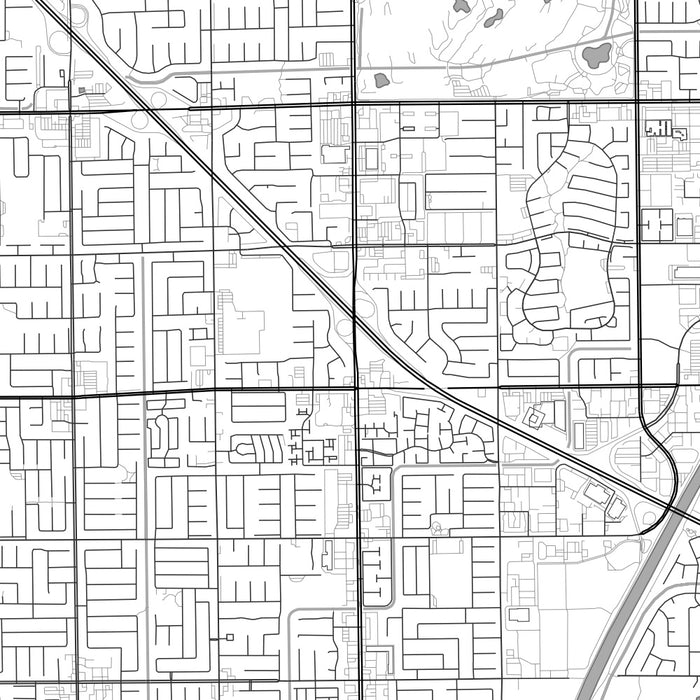 Fountain Valley California Map Print in Classic Style Zoomed In Close Up Showing Details