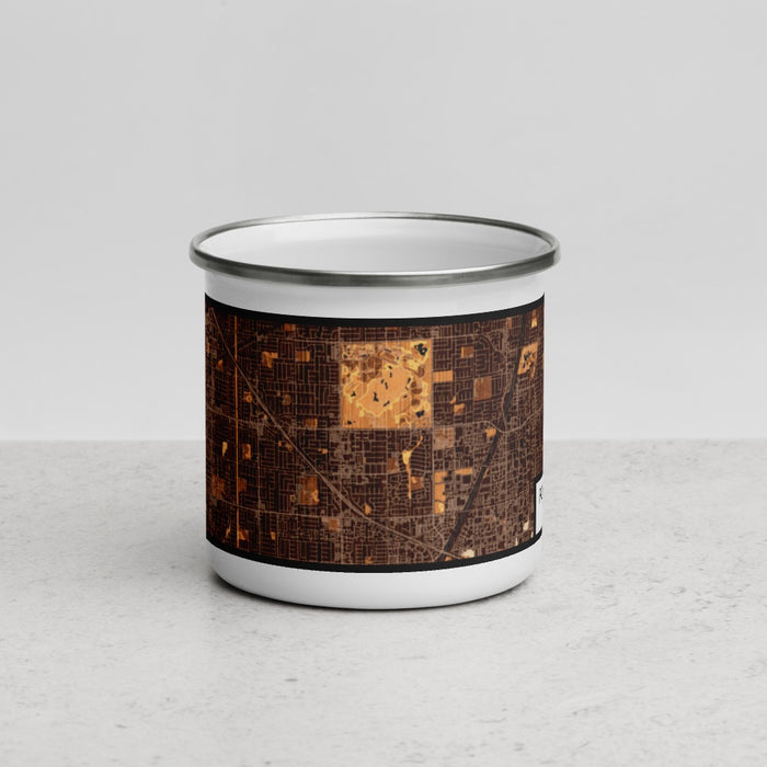 Front View Custom Fountain Valley California Map Enamel Mug in Ember