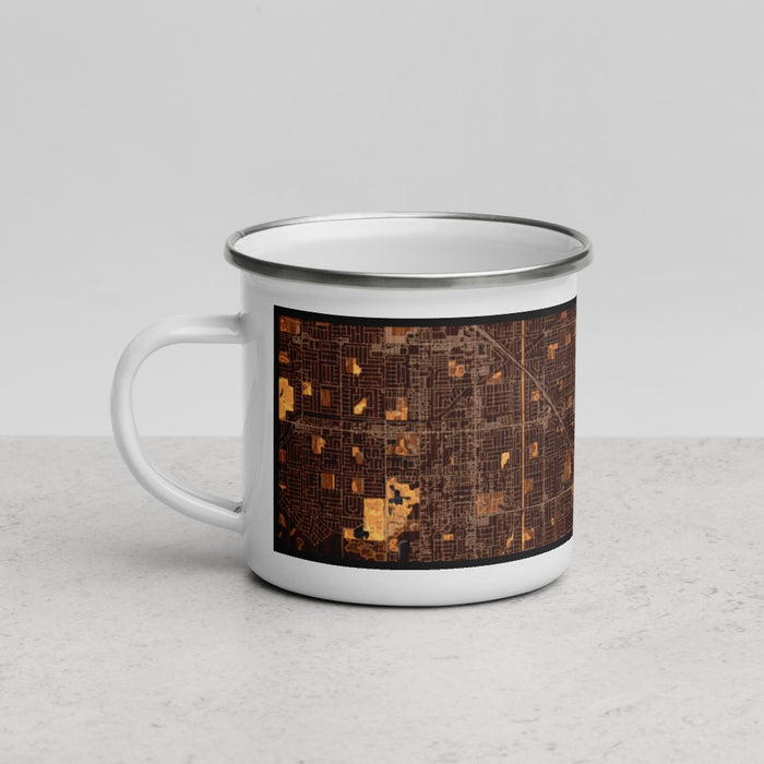 Left View Custom Fountain Valley California Map Enamel Mug in Ember