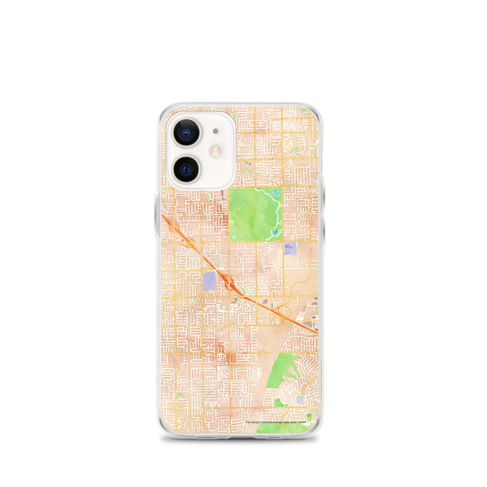 Custom iPhone 12 mini Fountain Valley California Map Phone Case in Watercolor