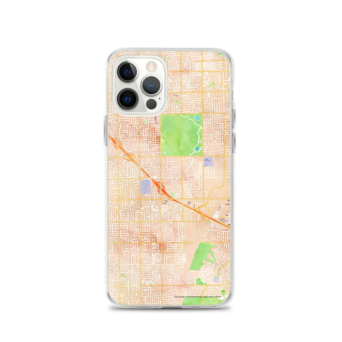 Custom iPhone 12 Pro Fountain Valley California Map Phone Case in Watercolor