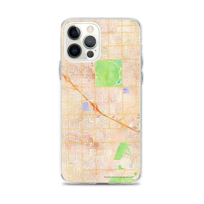 Custom iPhone 12 Pro Max Fountain Valley California Map Phone Case in Watercolor