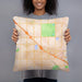 Person holding 18x18 Custom Fountain Valley California Map Throw Pillow in Watercolor