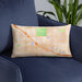 Custom Fountain Valley California Map Throw Pillow in Watercolor on Blue Colored Chair