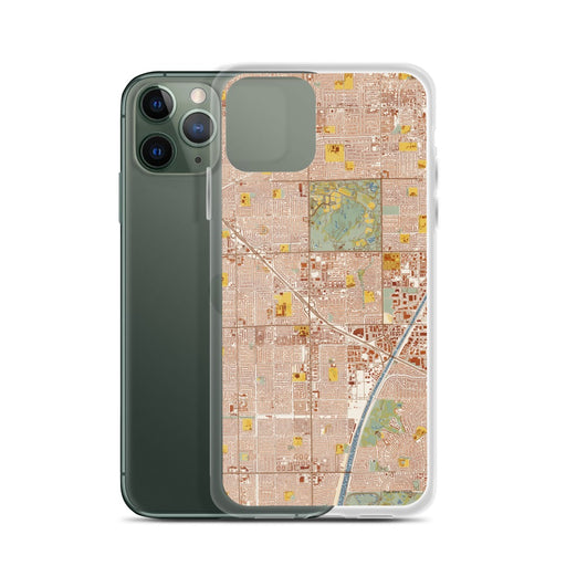 Custom Fountain Valley California Map Phone Case in Woodblock