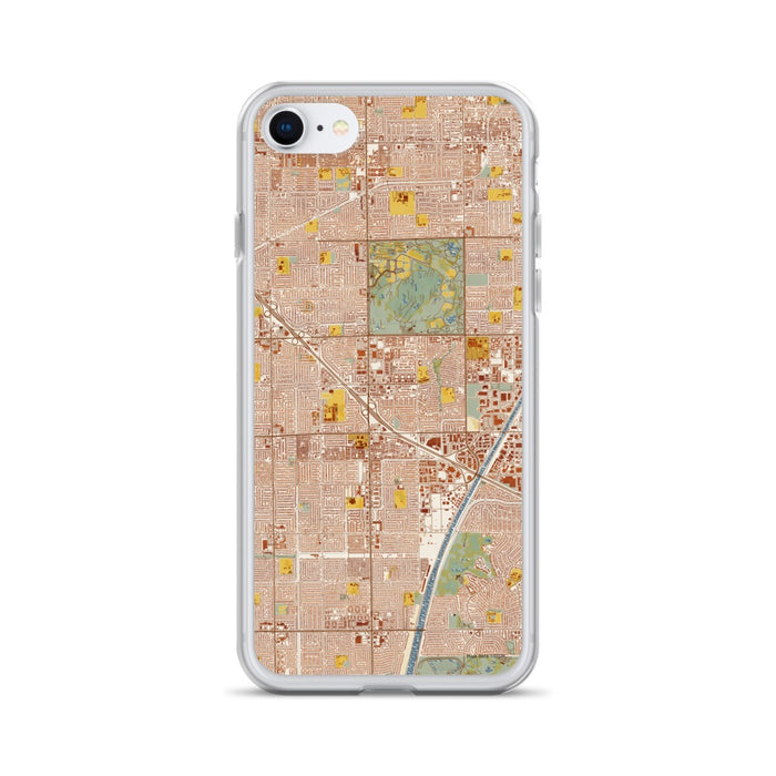 Custom iPhone SE Fountain Valley California Map Phone Case in Woodblock
