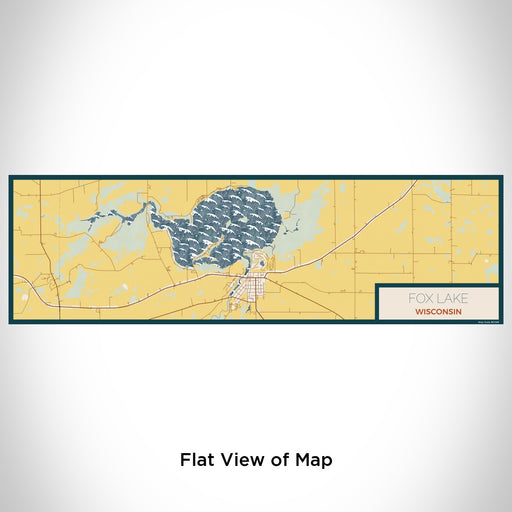 Flat View of Map Custom Fox Lake Wisconsin Map Enamel Mug in Woodblock