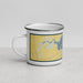 Left View Custom Fox Lake Wisconsin Map Enamel Mug in Woodblock
