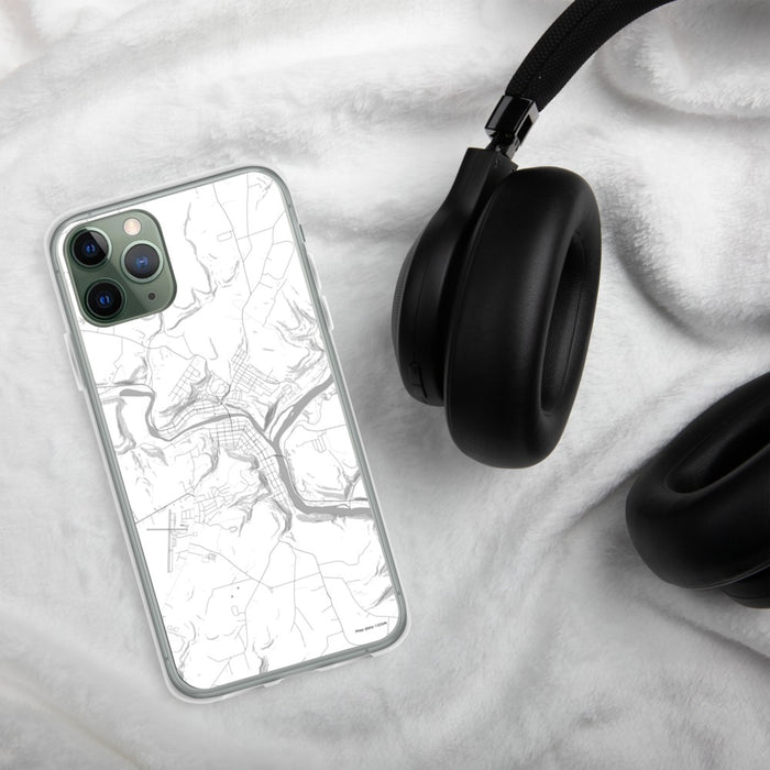 Custom Franklin Pennsylvania Map Phone Case in Classic on Table with Black Headphones