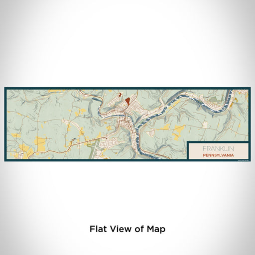Flat View of Map Custom Franklin Pennsylvania Map Enamel Mug in Woodblock