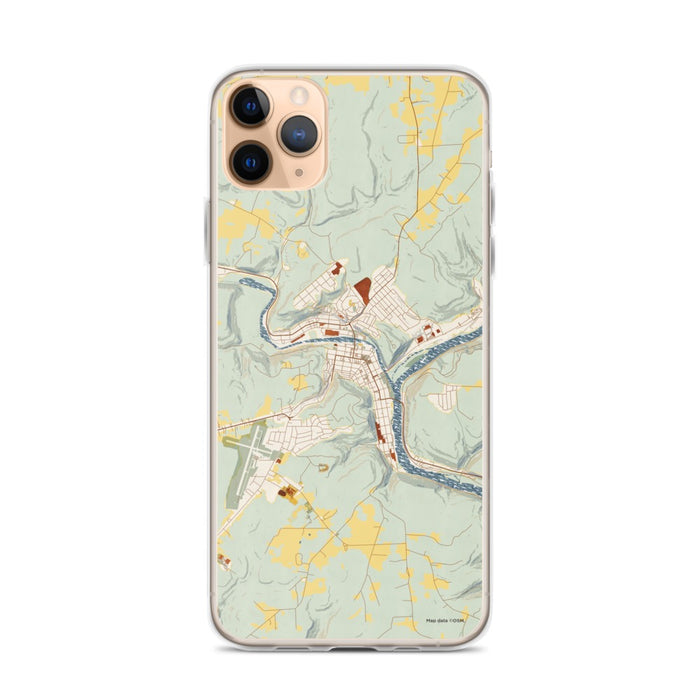 Custom iPhone 11 Pro Max Franklin Pennsylvania Map Phone Case in Woodblock