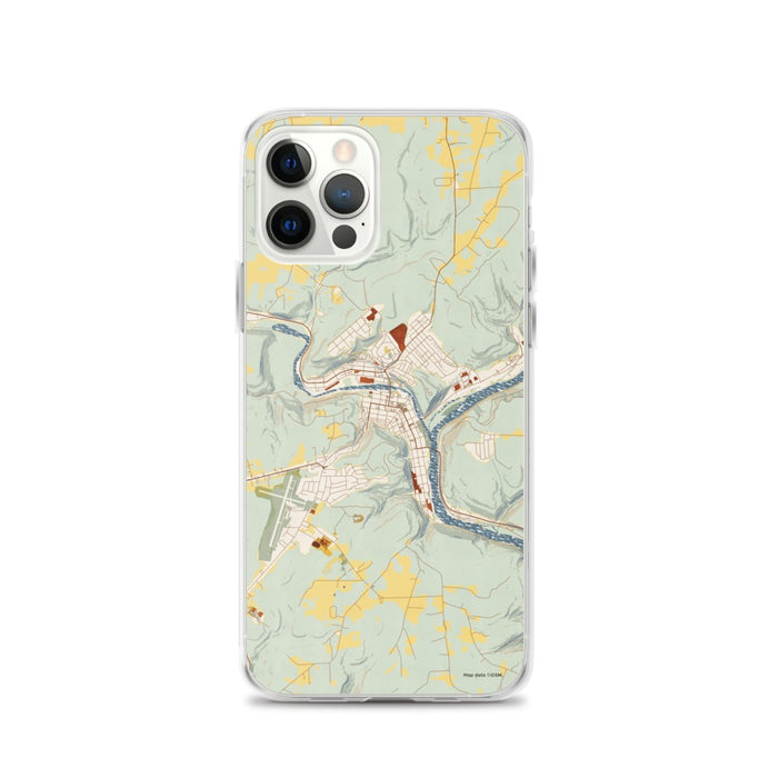Custom iPhone 12 Pro Franklin Pennsylvania Map Phone Case in Woodblock