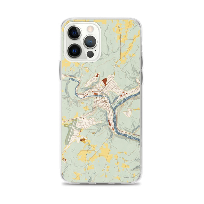 Custom iPhone 12 Pro Max Franklin Pennsylvania Map Phone Case in Woodblock