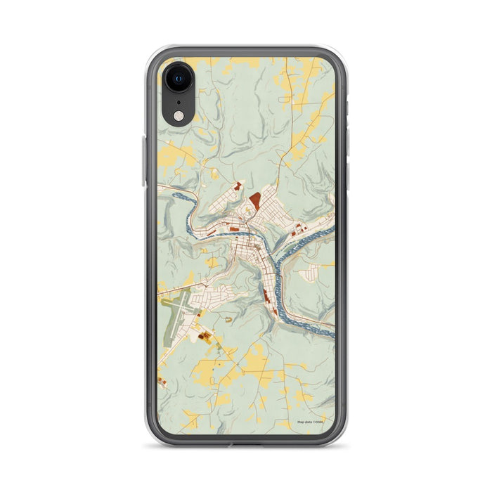 Custom iPhone XR Franklin Pennsylvania Map Phone Case in Woodblock