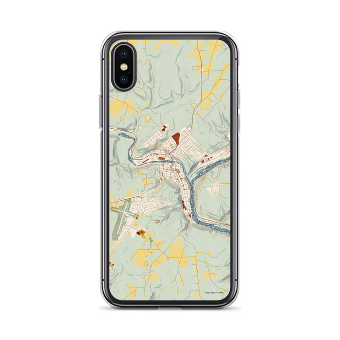 Custom iPhone X/XS Franklin Pennsylvania Map Phone Case in Woodblock